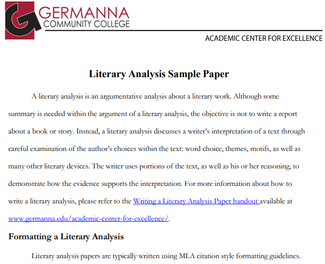  literary analysis example for a short story from Pro Assignment Writing